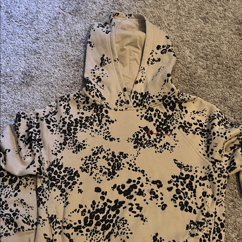 Champion Tan and Black Leopard Print Hoodie